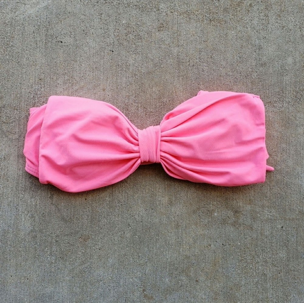 Pink bow bandeau swim top
